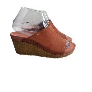 Papillio Birkenstock Namica Rivet nubuck wedge open toe slides sandals